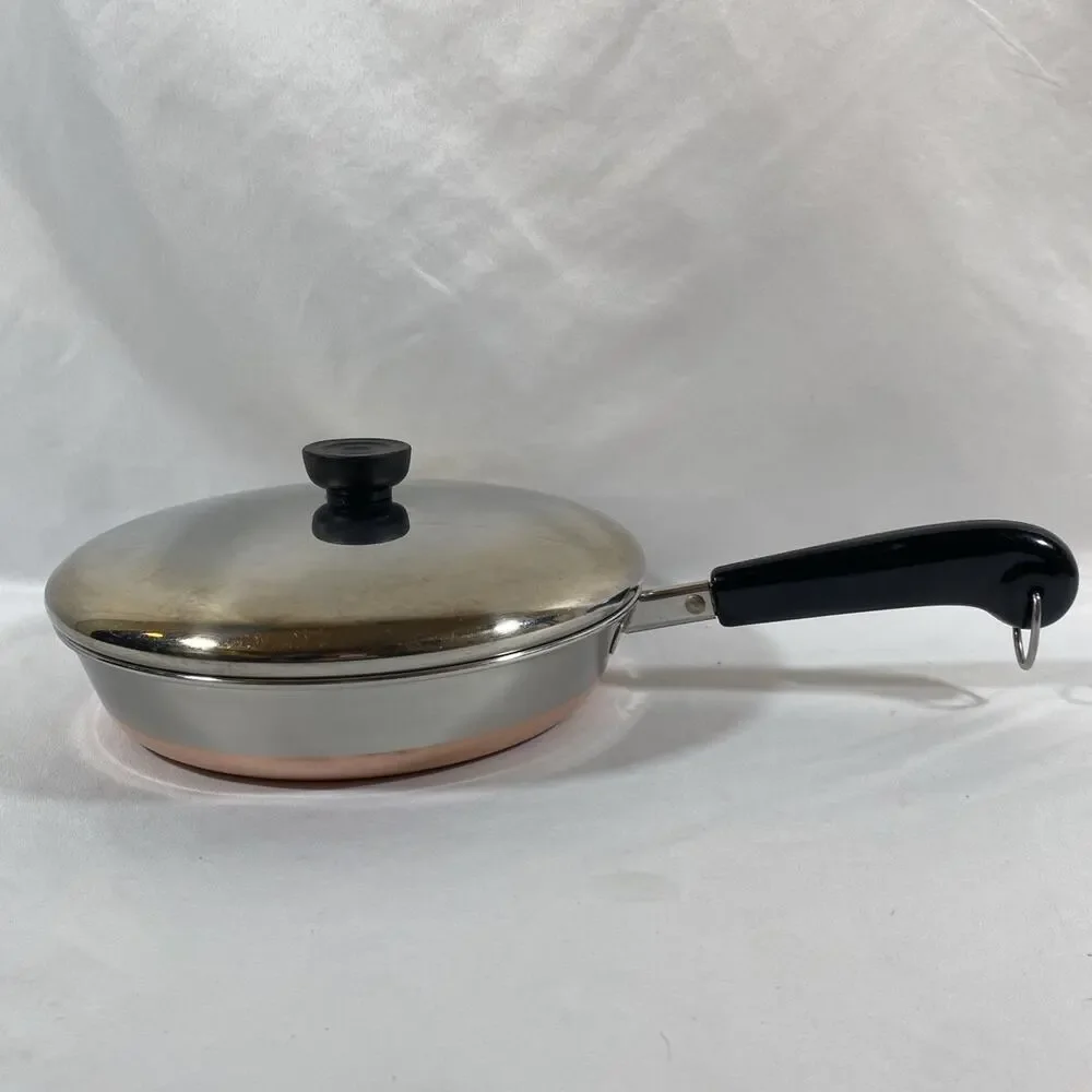 Revere Ware 9” Skillet Frying Pan Lid Copper Bottom Clinton 89 e Stainless Steel